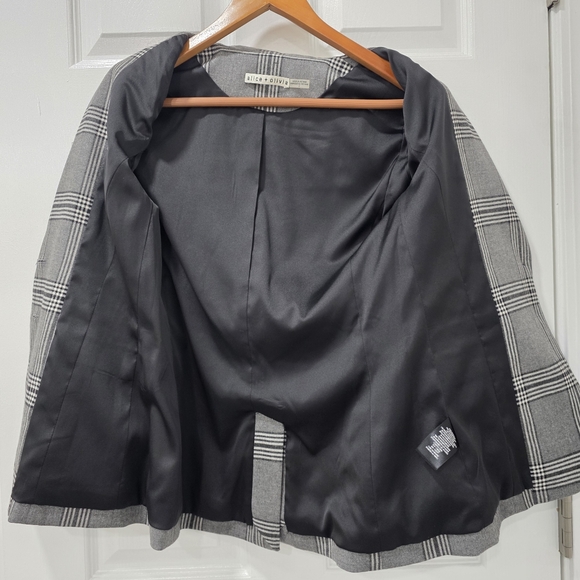 Alice + Olivia Paulene Plaid Wool Blend French Cuff Sparkle Blazer Size 2 - Picture 11 of 17
